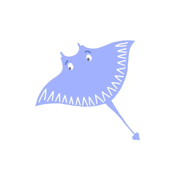 Desenho Plano Azul Stingray Ilustração Vetorial —  Vetores de Stock