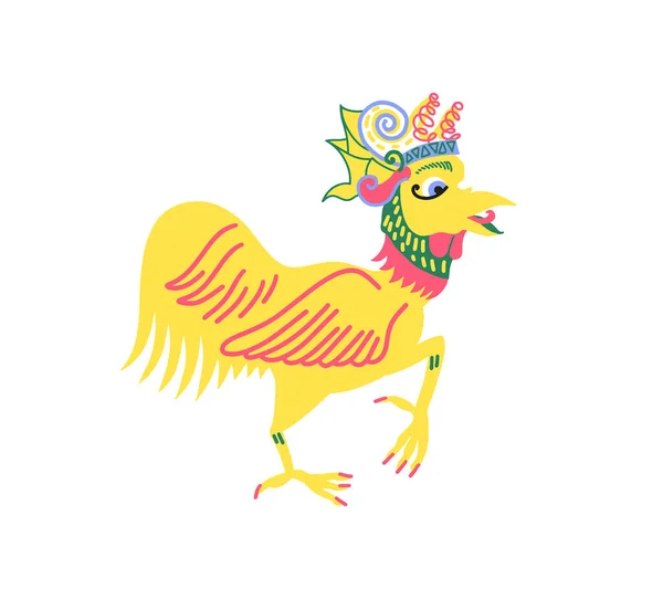 Image Traditionnelle Coq Dans Style Balinais Illustration Vectorielle Design Plat — Image vectorielle