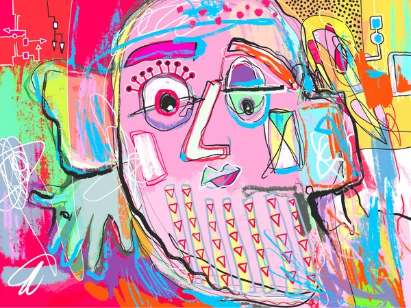 Human Face Modern Digital Art Contemporary Abstraction Artwork Pink Ghost — Stockový vektor
