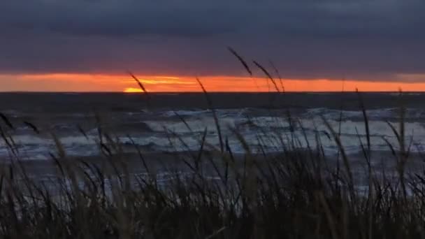 Stürmische See Einem Kalten Sonnenuntergang Hochwertiges Fullhd Filmmaterial — Stockvideo