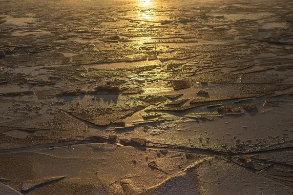 Sunset White Sea Ice Floes — Stock Photo, Image