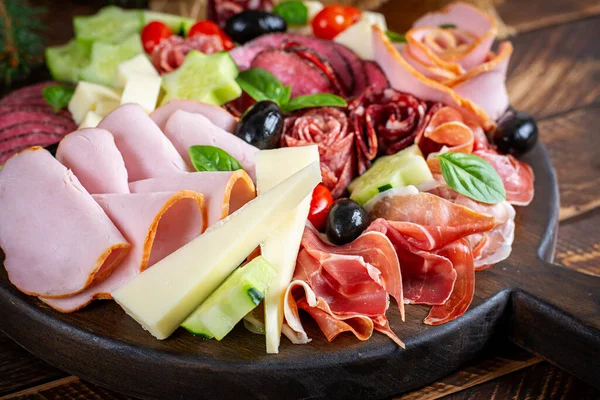 Colorful Charcuterie Boards Boxes Vegetables Meat Cheese Assortment Tasty Appetizers Stock Photo