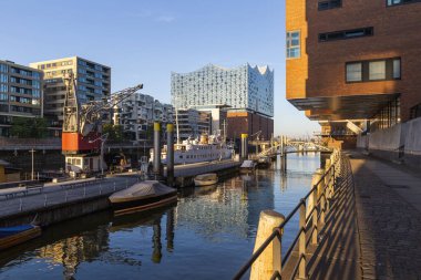 Modern şehir Hafencity ve Elbphilharmonie, Hamburg, Almanya