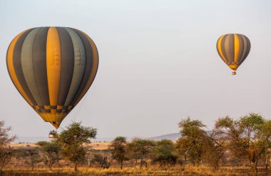 Serengeti Ulusal Parkı üzerinde balonlar, Tanzanya