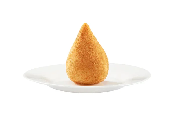 Coxinha Traditional Brazilian Snack Stuffed Chicken Fried Isolated White Background — 스톡 사진