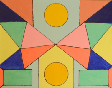 Hardboard üzerindeki akrilik boyalarla yapılan soyut resim