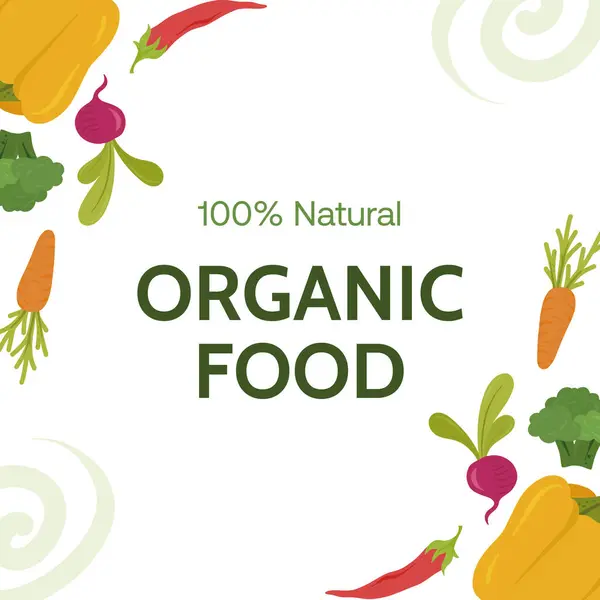 Organic Vegetable Banner Healthy Food Vegetarian Concept Vector Illustration — Stock Vector