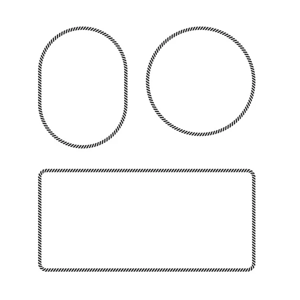 Seil Schwarz Grenze Kreis Muster Rahmen Vektor Illustration Set — Stockvektor