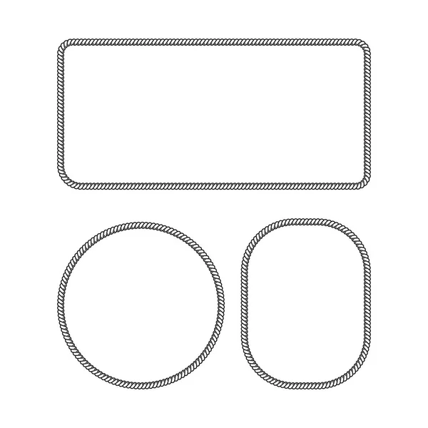 Rope Boarder Circle Pattern Frame Vector Illustration Set — Stock Vector