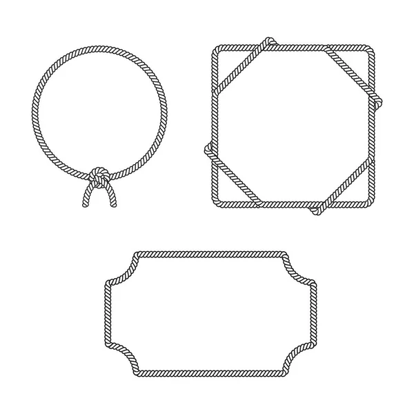 Rope Boarder Circle Pattern Frame Vector Illustration Set — Stock Vector