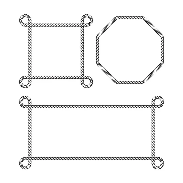 Seil Grenze Kreis Muster Rahmen Vektor Illustration Set — Stockvektor