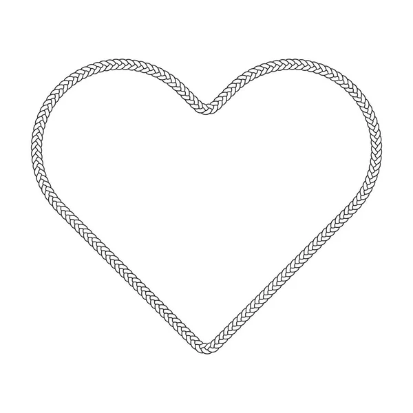 Halat Kenar Kalp Aşk Deseni Çerçeve Çizimi Illüstrasyonu — Stok Vektör