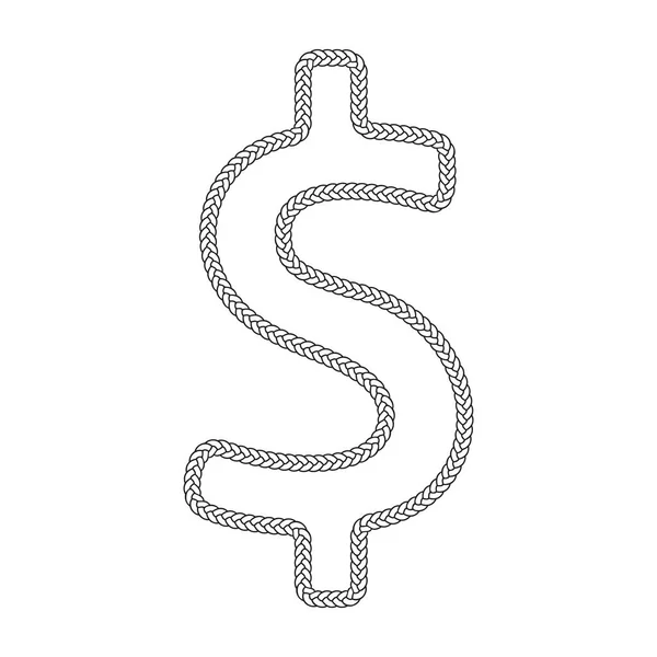 Rope Border Money Pattern Frame Vector Illustration — Stock Vector