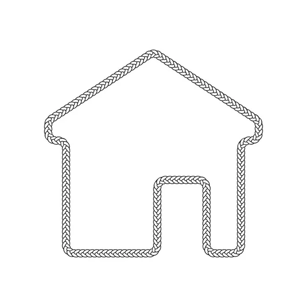 Σχοινί Μοτίβο Σπίτι Μοτίβο Πλαίσιο Διάνυσμα Εικονογράφηση — Διανυσματικό Αρχείο