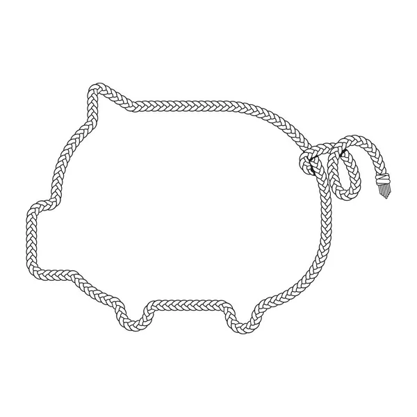 Seil Grenze Sparschwein Muster Rahmen Vektor Illustration — Stockvektor