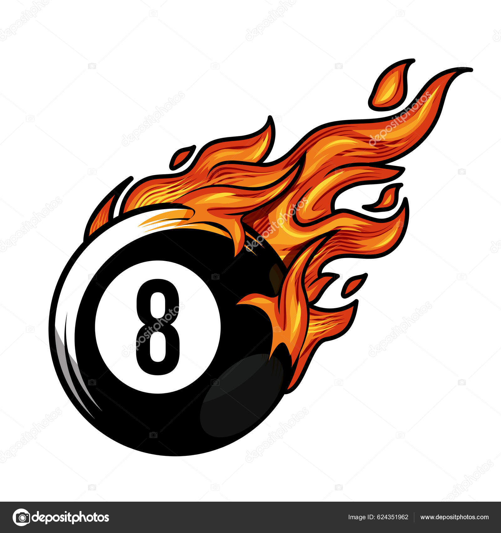 Bola Bilhar Quente Número Oito Silhueta Logotipo Fogo Piscina Bola Vetor de  ©pongsuwan 624351962, image size:1600x1700