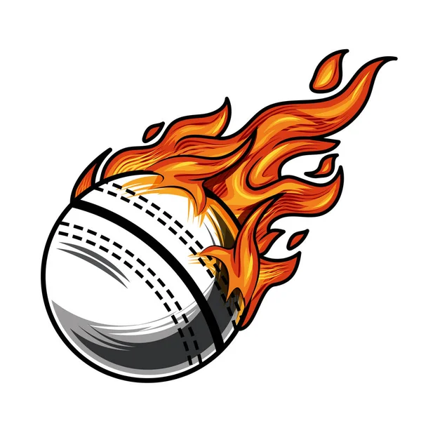 ホットクリケットボール火災ロゴのシルエット クリケットクラブのグラフィックデザインロゴやアイコン ベクターイラスト — ストックベクタ
