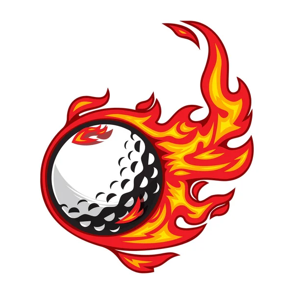 火の上のゴルフボールベクトルイラスト — ストックベクタ
