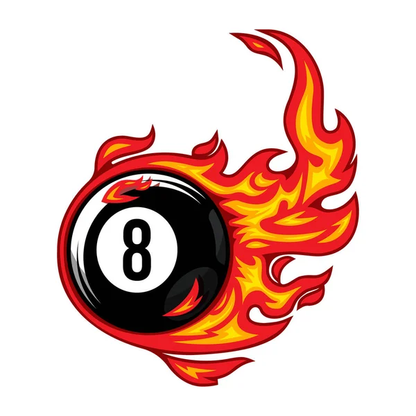 Bola Bilhar Número Oito Silhueta Logotipo Fogo Piscina Bola Clube — Vetor de Stock