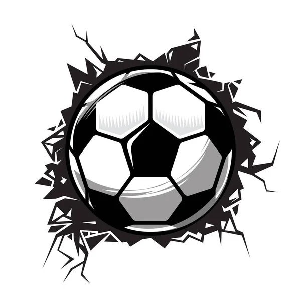 Soccer Ball Cracked Wall Football Club Graphic Design Logos Icons — Stock Vector