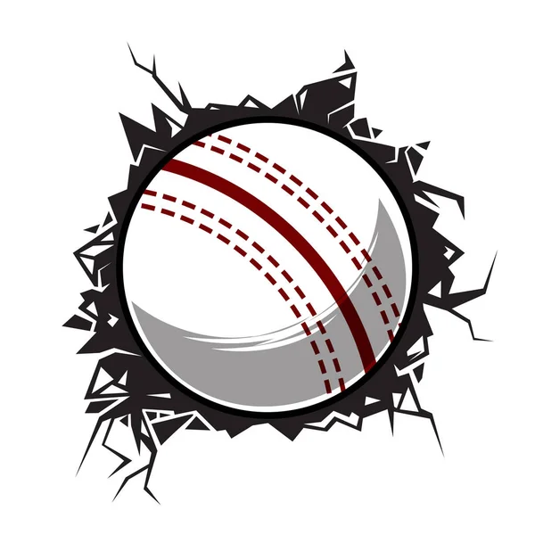 Kriket Topu Duvarı Çatlattı Kriket Kulübü Grafik Tasarım Logoları Veya — Stok Vektör