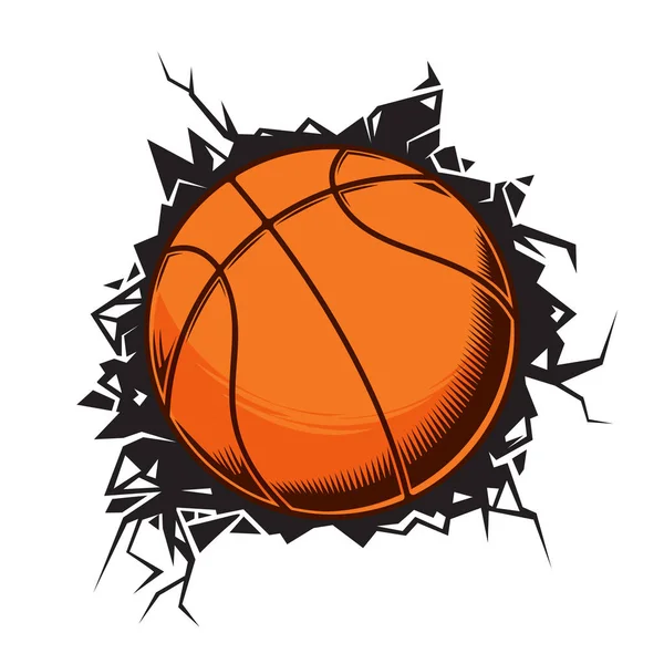 バスケットボールの壁が割れた バスケットボールクラブのグラフィックデザインのロゴやアイコン ベクターイラスト — ストックベクタ