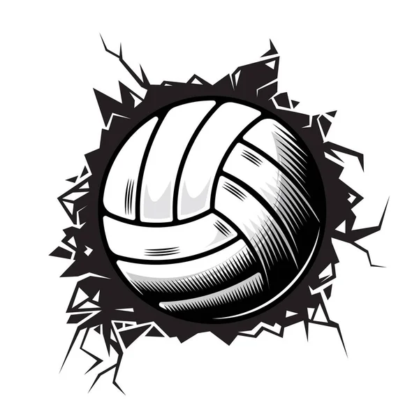 Parede Rachada Voleibol Logotipos Design Gráfico Clube Voleibol Ícones Ilustração — Vetor de Stock