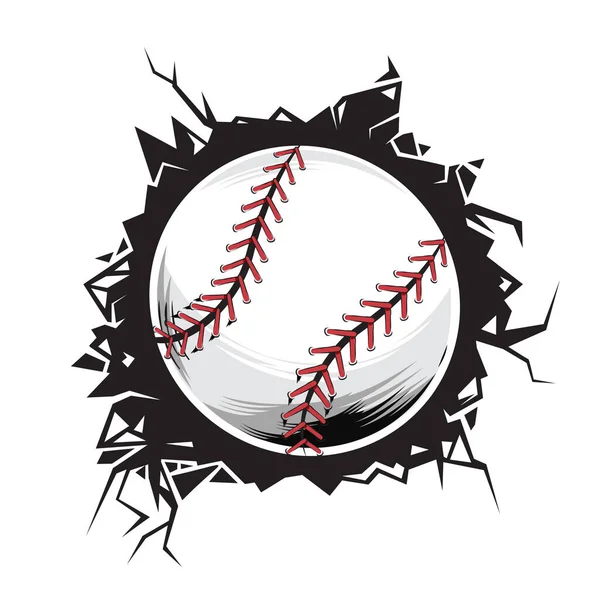 Baseball Cracked Wall Baseball Club Graphic Design Logos Icons Vector — Stock Vector