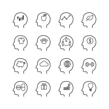 Zihin Haritası Başlığı Bilgisel şablonu. Düz çizgi simgeleri koleksiyonu. basit tasarım vektörü