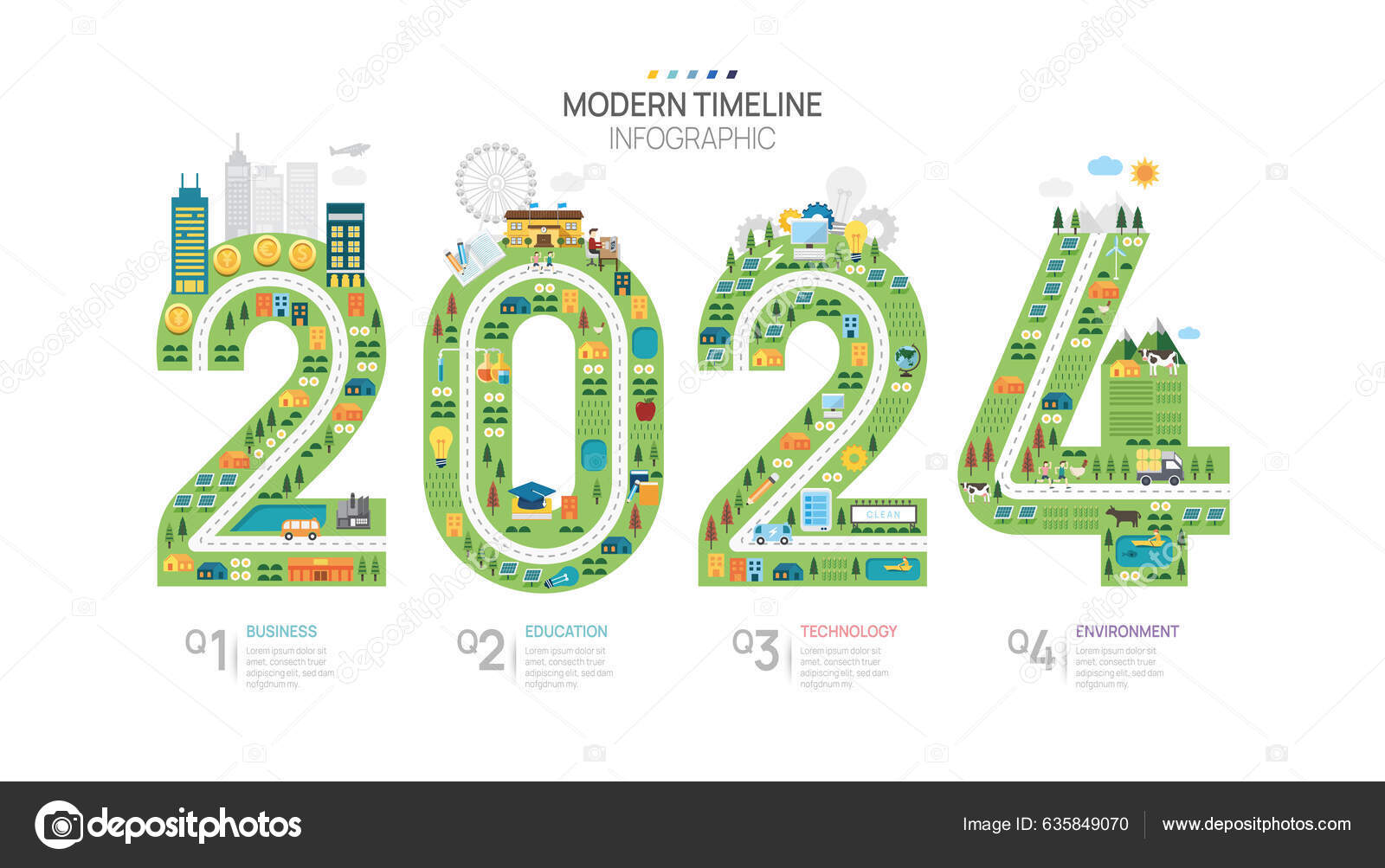 Depositphotos 635849070 Stock Illustration Business 2024 Road Map Timeline 