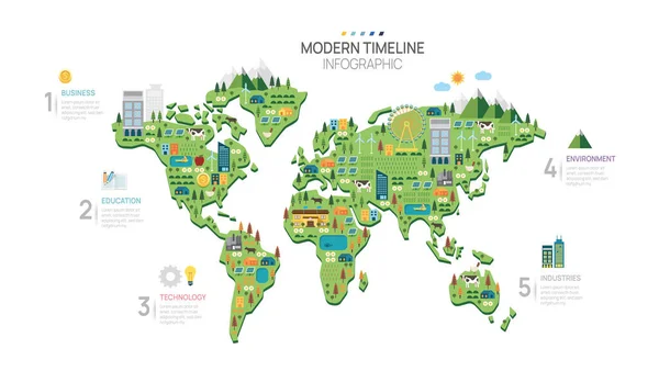 Business World Road Map Timeline Infographic Template Real Estate Technology — Vetor de Stock