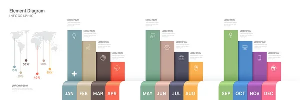 Infographic Template Business Months Modern Timeline Element Diagram Calendar Quarter - Stok Vektor