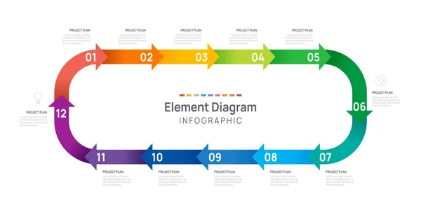 Infographic Arrow Mall För Företag Steg Modern Tidslinje Element Diagram — Stock vektor
