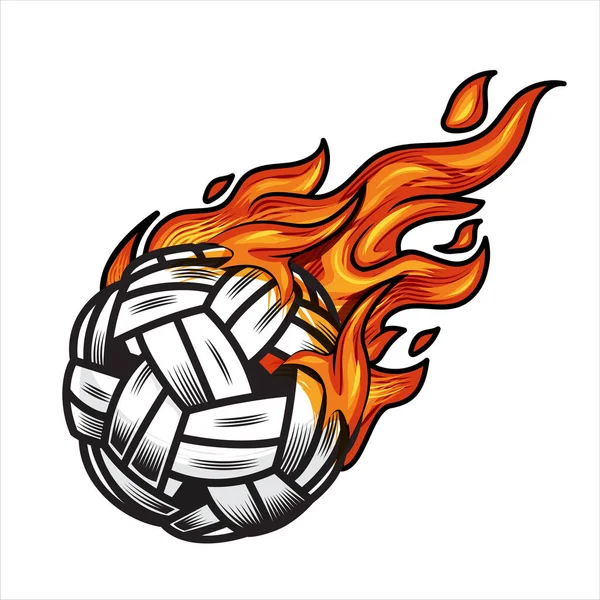 Sepak Takraw Ball Fire Vector Illustration — Stock Vector