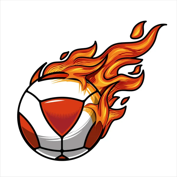 Teqball Ball Fire Vector Illustration — Stock Vector
