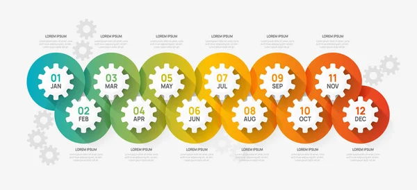 Infographic Timeline Gear Elements Diagram Sablon Üzleti Gear Steps Modern — Stock Vector