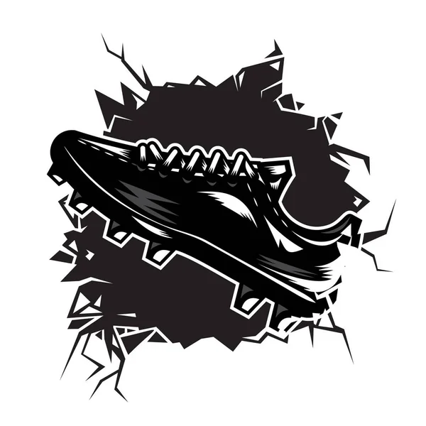 Sapato Futebol Rachado Parede Logotipos Design Gráfico Clube Futebol Ícones —  Vetores de Stock