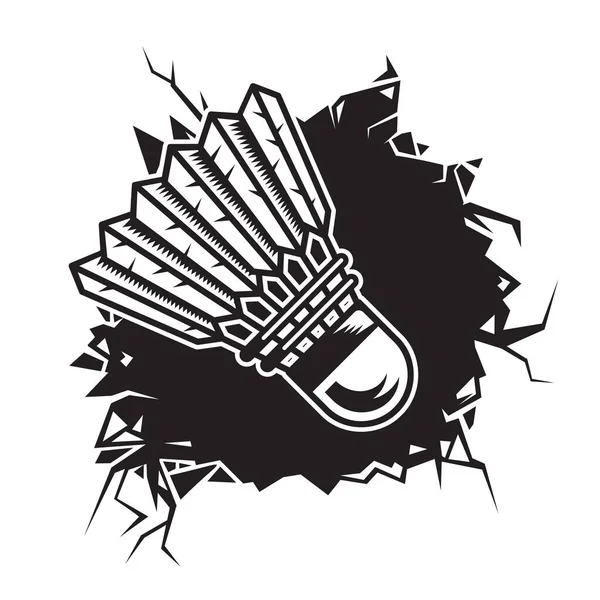 Бадминтон Треснул Стену Логотипы Иконки Бадминтонного Клуба Векторная Иллюстрация — стоковый вектор