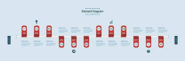 Infographic Template Business Months Modern Timeline Element Diagram Calendar Quarter — Stock vektor