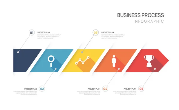 Infografik Design Vorlage Für Geschäftsprozesse Folie Für Geschäftspräsentation Mit Schritten — Stockvektor