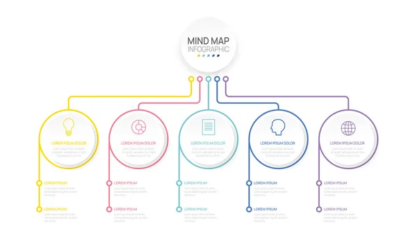 Infographic Timeline Mindmap Element Voor Het Bedrijfsleven Stappen Modern Mind — Stockvector