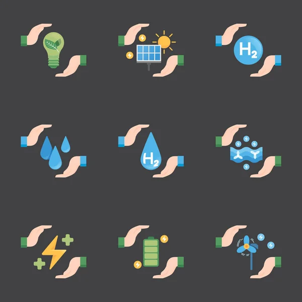 Energisparets Ikonsamling Eco Friendly Symbol Ikon Satt Utforming Stegsymboler Infografisk – stockvektor