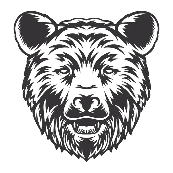 Γκρίζλι Αρκούδα Κεφάλι Σχεδιασμό Γραμμικός Αγροτικό Ζώο Λογότυπα Εικόνες Μαύρης — Διανυσματικό Αρχείο