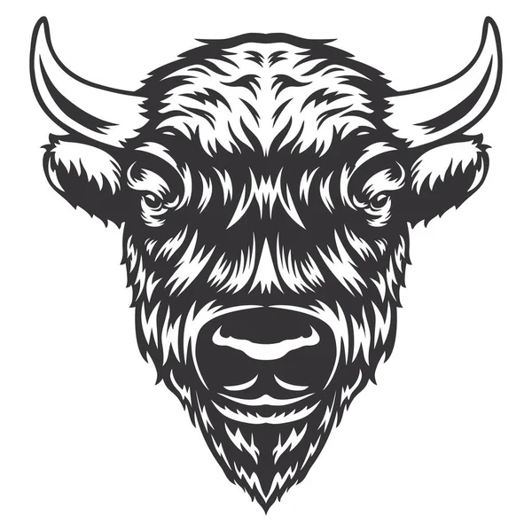 Γραμμική Σχεδίαση Κεφαλής Βίσωνα Αγροτικό Ζώο Λογότυπα Εικόνες Βίσωνα Βουβάλια — Διανυσματικό Αρχείο