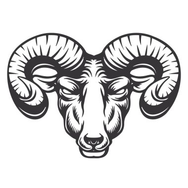 Keçi kafası tasarımı. Çiftlik hayvanı. Keçi logoları ya da simgeler. vektör illüstrasyonu