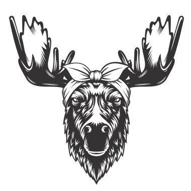 Geyik kafa bandanası sanat eseri. Çiftlik hayvanı. geyik logosu ya da simge. vektör illüstrasyonu