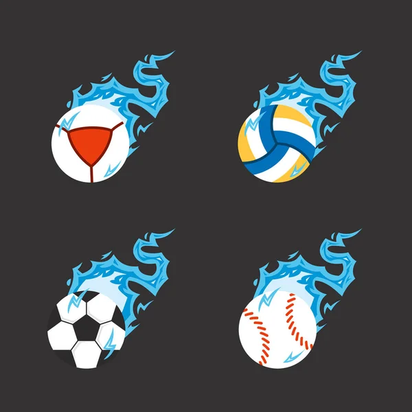 Soccer Ball Flying Thunder Lightning Flash Ball Icon Design Vector — Stock Vector