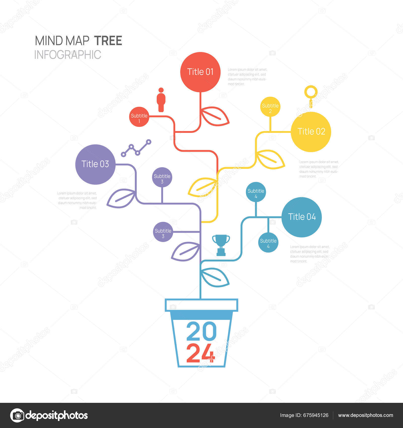 Infographic Tree Mind Map Diagram Template Business Connection Chart ...
