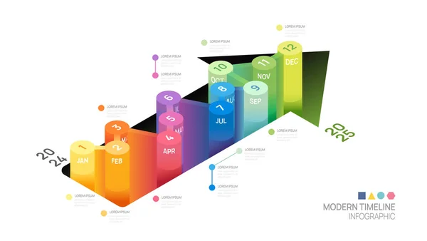 Üzleti Lépés Idővonal Infografikus Nyíl Sablon Modern Mérföldkő Elem Idővonal — Stock Vector