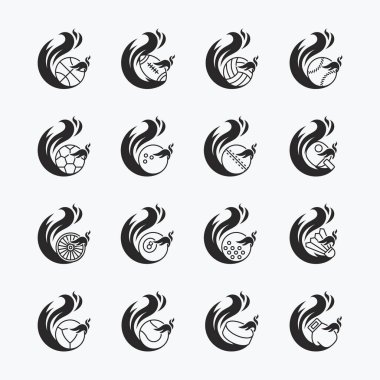 Futbol uçan ateş topu ikonu Tasarım Vektörü, Amblem, Tasarım Konsepti, Yaratıcı Sembol.